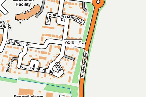OX18 1JZ map - OS OpenMap – Local (Ordnance Survey)
