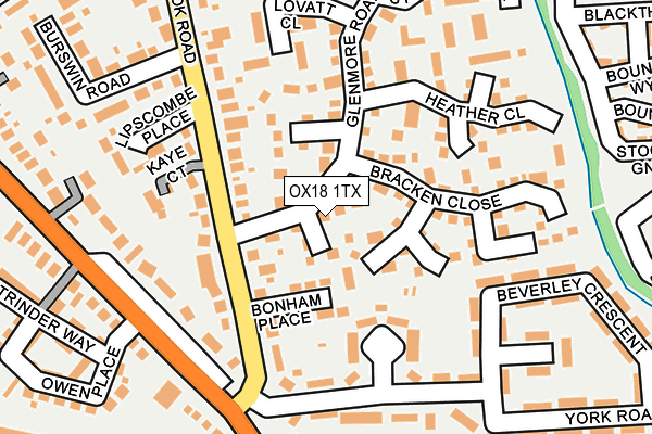 OX18 1TX map - OS OpenMap – Local (Ordnance Survey)