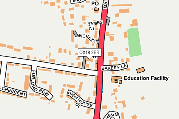 OX18 2ER map - OS OpenMap – Local (Ordnance Survey)