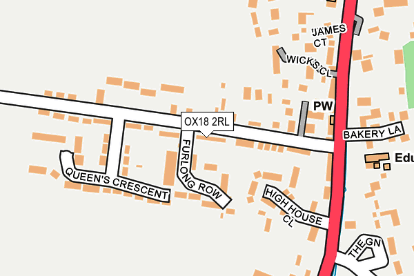 OX18 2RL map - OS OpenMap – Local (Ordnance Survey)