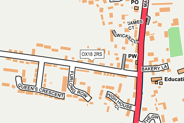 OX18 2RS map - OS OpenMap – Local (Ordnance Survey)