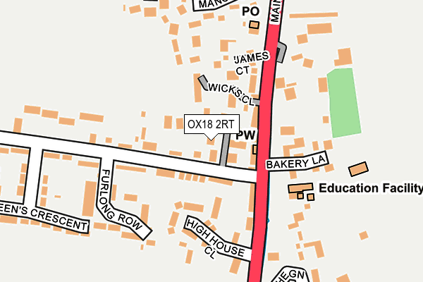 OX18 2RT map - OS OpenMap – Local (Ordnance Survey)