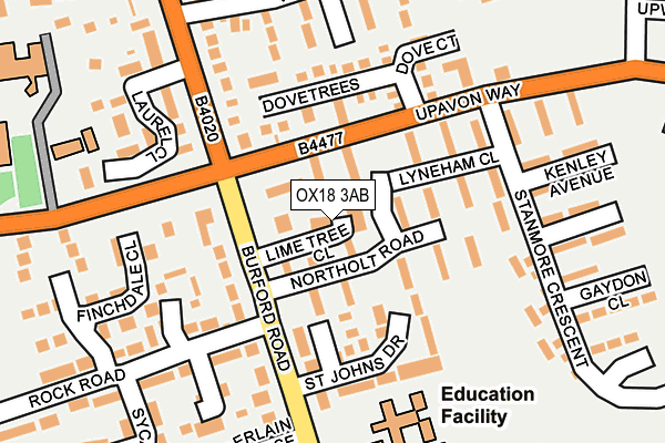 OX18 3AB map - OS OpenMap – Local (Ordnance Survey)