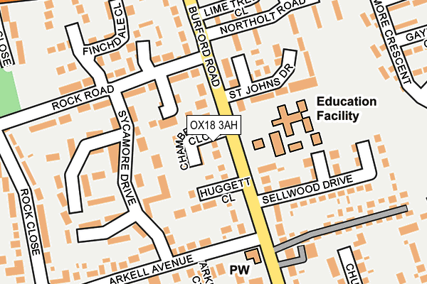 OX18 3AH map - OS OpenMap – Local (Ordnance Survey)