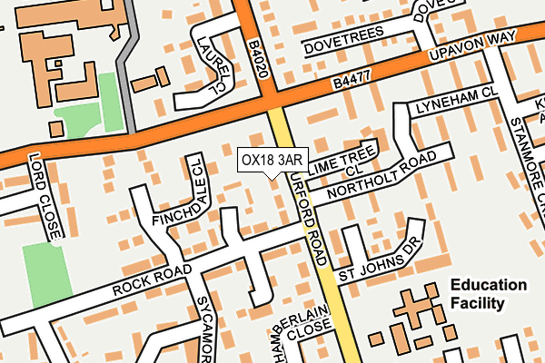 OX18 3AR map - OS OpenMap – Local (Ordnance Survey)