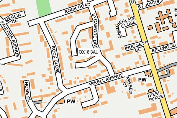 OX18 3AU map - OS OpenMap – Local (Ordnance Survey)