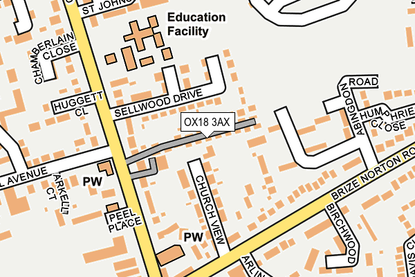 OX18 3AX map - OS OpenMap – Local (Ordnance Survey)