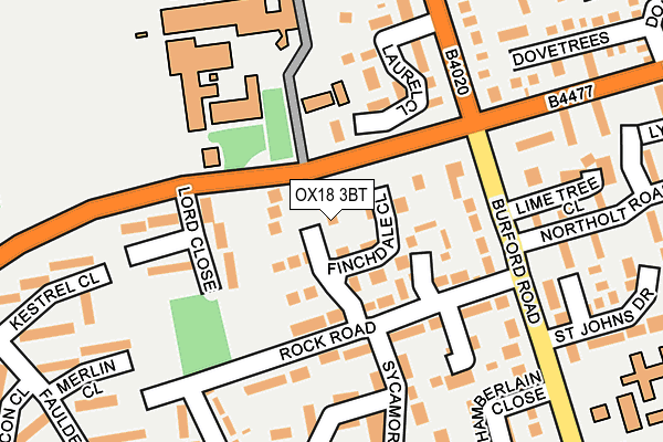 OX18 3BT map - OS OpenMap – Local (Ordnance Survey)