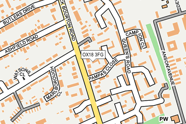OX18 3FG map - OS OpenMap – Local (Ordnance Survey)