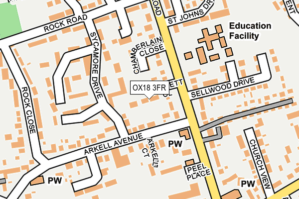 OX18 3FR map - OS OpenMap – Local (Ordnance Survey)