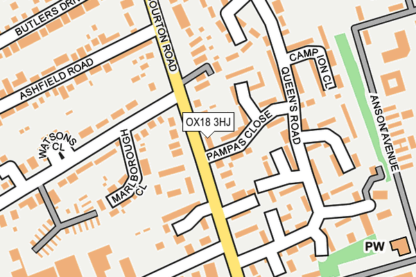 OX18 3HJ map - OS OpenMap – Local (Ordnance Survey)