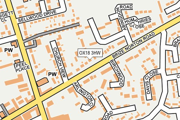 OX18 3HW map - OS OpenMap – Local (Ordnance Survey)