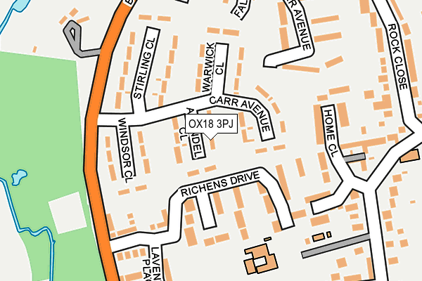 OX18 3PJ map - OS OpenMap – Local (Ordnance Survey)