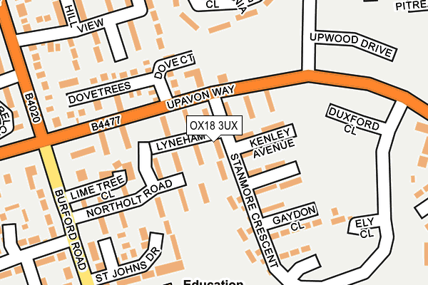 OX18 3UX map - OS OpenMap – Local (Ordnance Survey)