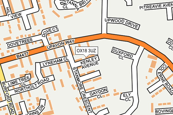 OX18 3UZ map - OS OpenMap – Local (Ordnance Survey)