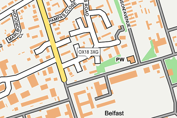 OX18 3XG map - OS OpenMap – Local (Ordnance Survey)