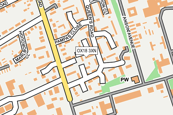 OX18 3XN map - OS OpenMap – Local (Ordnance Survey)