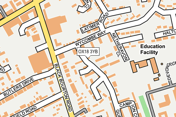 OX18 3YB map - OS OpenMap – Local (Ordnance Survey)