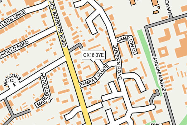 OX18 3YE map - OS OpenMap – Local (Ordnance Survey)