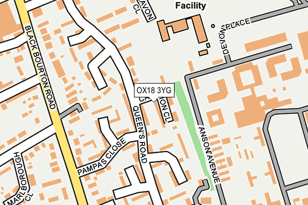 OX18 3YG map - OS OpenMap – Local (Ordnance Survey)