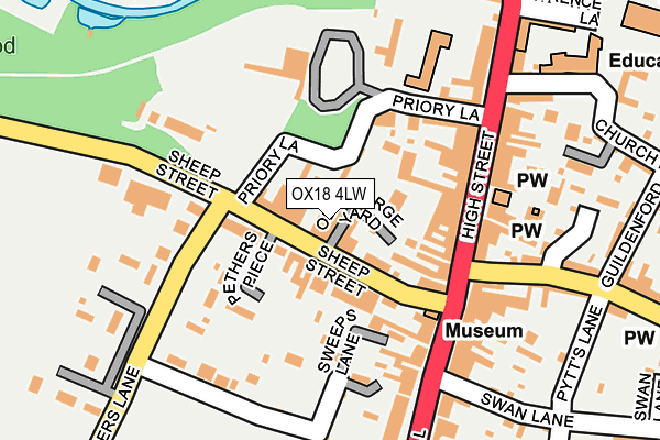 OX18 4LW map - OS OpenMap – Local (Ordnance Survey)