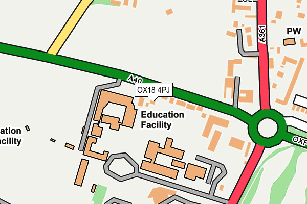 OX18 4PJ map - OS OpenMap – Local (Ordnance Survey)