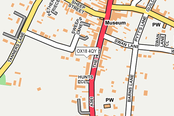 OX18 4QY map - OS OpenMap – Local (Ordnance Survey)