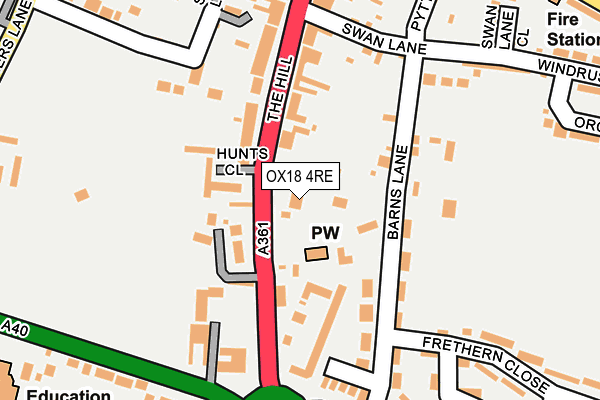 OX18 4RE map - OS OpenMap – Local (Ordnance Survey)