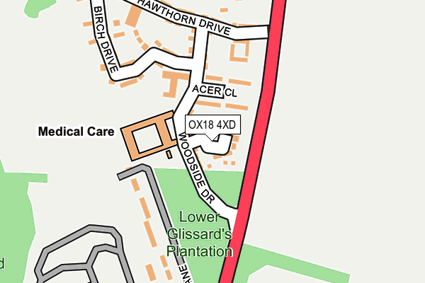 OX18 4XD map - OS OpenMap – Local (Ordnance Survey)