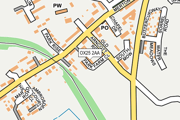 OX25 2AA map - OS OpenMap – Local (Ordnance Survey)
