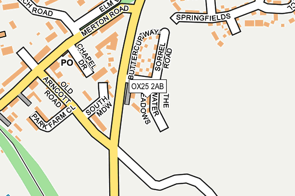 OX25 2AB map - OS OpenMap – Local (Ordnance Survey)