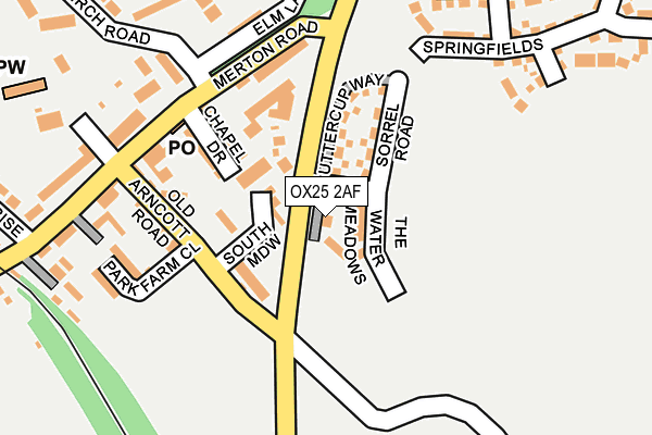 OX25 2AF map - OS OpenMap – Local (Ordnance Survey)