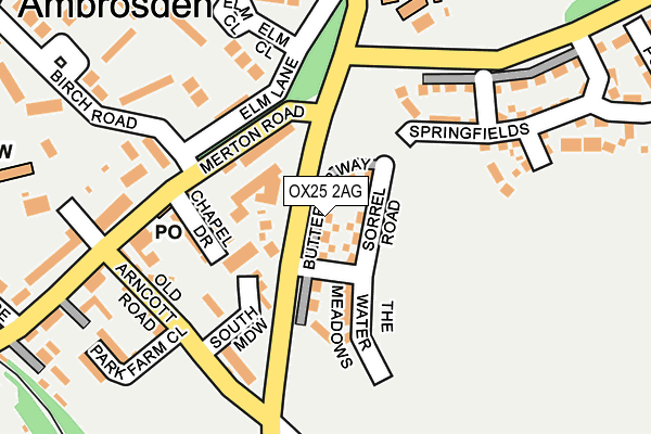 OX25 2AG map - OS OpenMap – Local (Ordnance Survey)