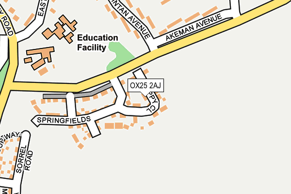 OX25 2AJ map - OS OpenMap – Local (Ordnance Survey)