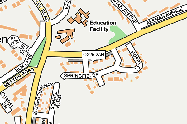 OX25 2AN map - OS OpenMap – Local (Ordnance Survey)