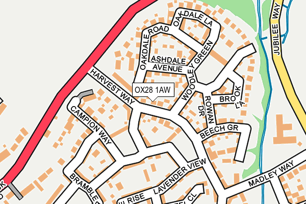 OX28 1AW map - OS OpenMap – Local (Ordnance Survey)