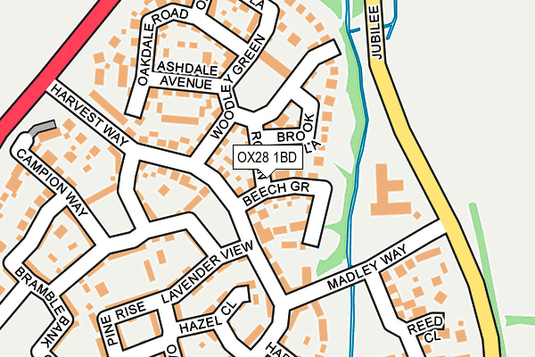 OX28 1BD map - OS OpenMap – Local (Ordnance Survey)