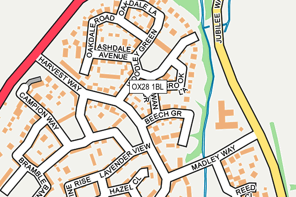 OX28 1BL map - OS OpenMap – Local (Ordnance Survey)