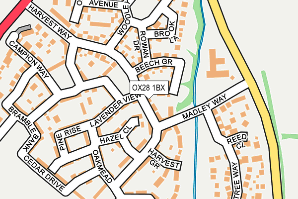 OX28 1BX map - OS OpenMap – Local (Ordnance Survey)
