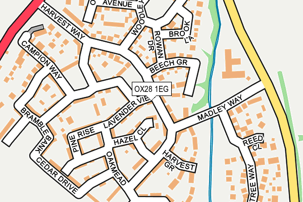 OX28 1EG map - OS OpenMap – Local (Ordnance Survey)