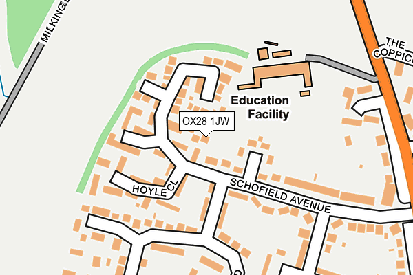 OX28 1JW map - OS OpenMap – Local (Ordnance Survey)