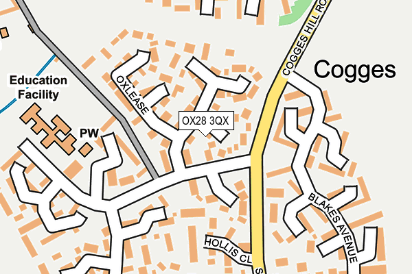 OX28 3QX map - OS OpenMap – Local (Ordnance Survey)