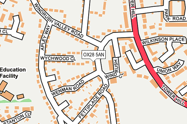 OX28 5AN map - OS OpenMap – Local (Ordnance Survey)