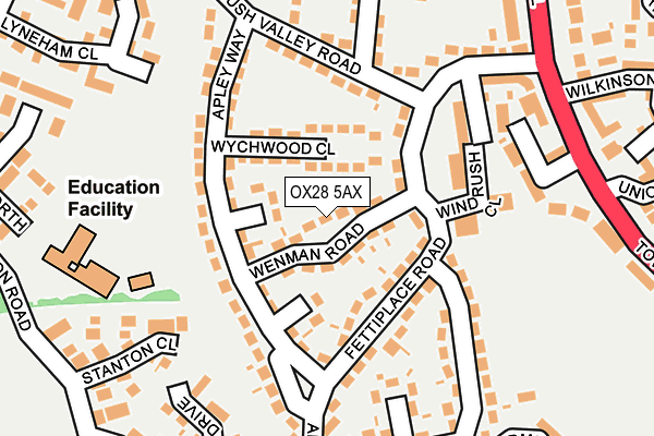 OX28 5AX map - OS OpenMap – Local (Ordnance Survey)