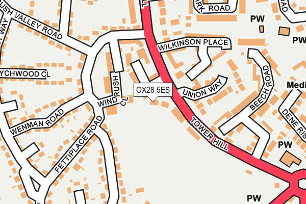 OX28 5ES map - OS OpenMap – Local (Ordnance Survey)