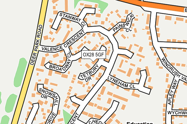 OX28 5GF map - OS OpenMap – Local (Ordnance Survey)