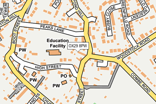 OX29 8PW map - OS OpenMap – Local (Ordnance Survey)
