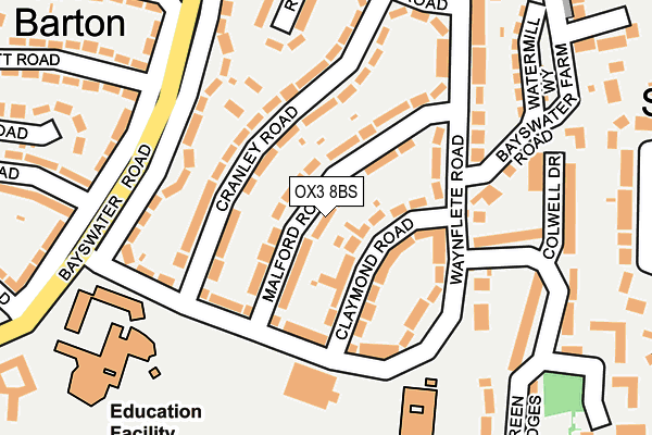 OX3 8BS map - OS OpenMap – Local (Ordnance Survey)