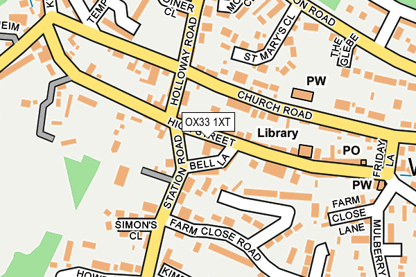 OX33 1XT map - OS OpenMap – Local (Ordnance Survey)