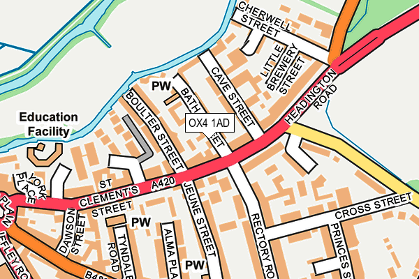 OX4 1AD map - OS OpenMap – Local (Ordnance Survey)
